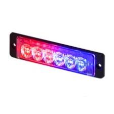 LED Warning Light, 3 Red & 3 Blue LED 12/24volt Bx1